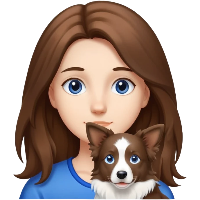 girl with a blue and white broder Collie  emoji
