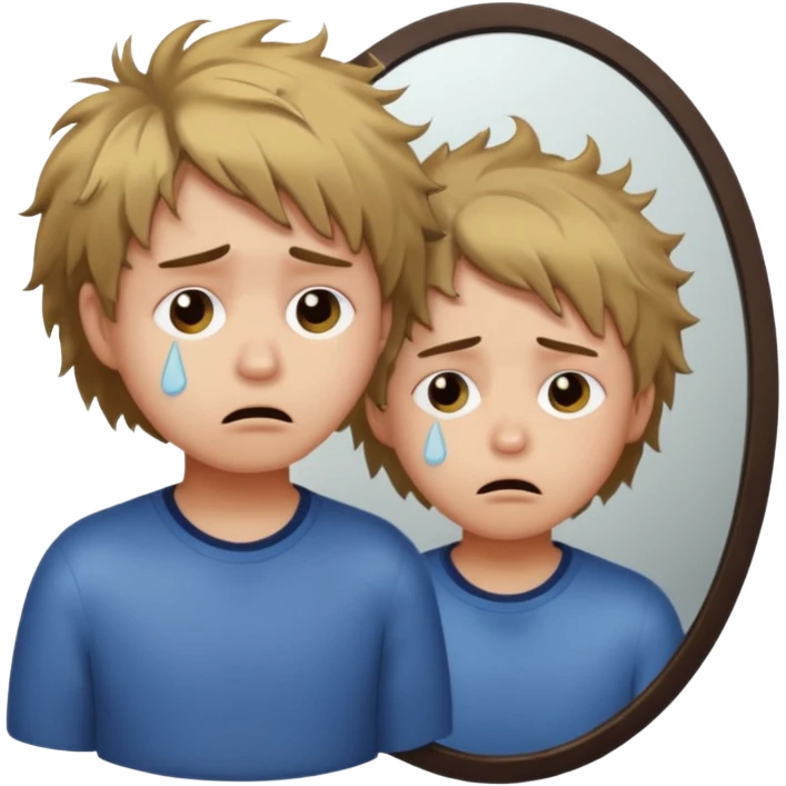 sad crying because new cuthair emoji