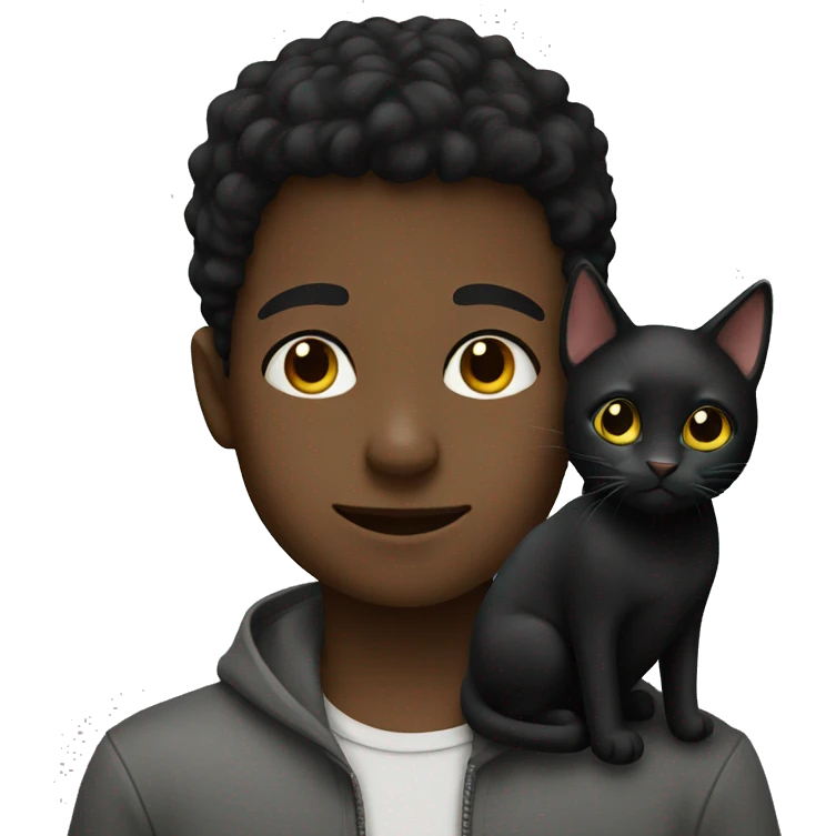 Boy and black cat  emoji
