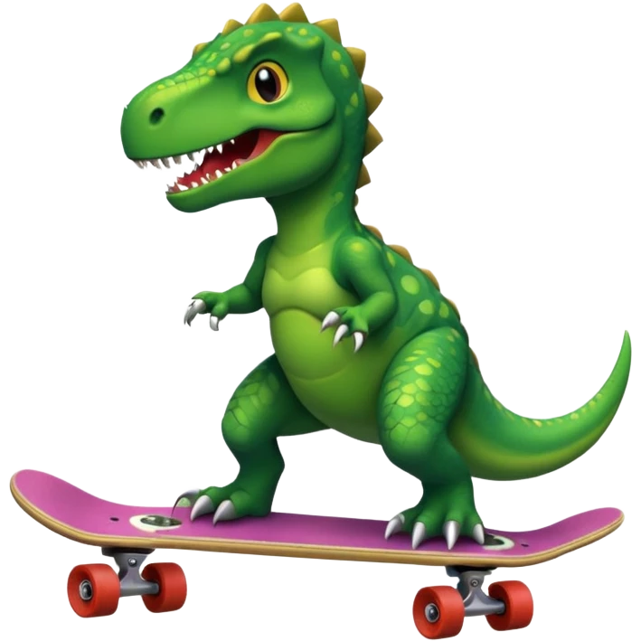 Dinosaur on a skateboard emoji