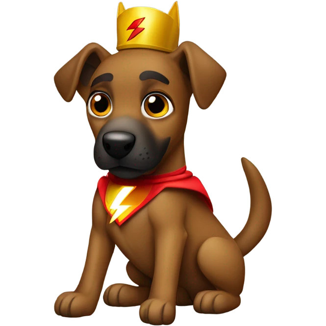 1 brown Malinois dog as the superhero Flash. emoji