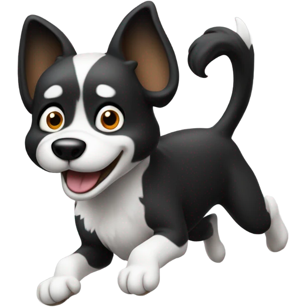 Black and white dog running emoji
