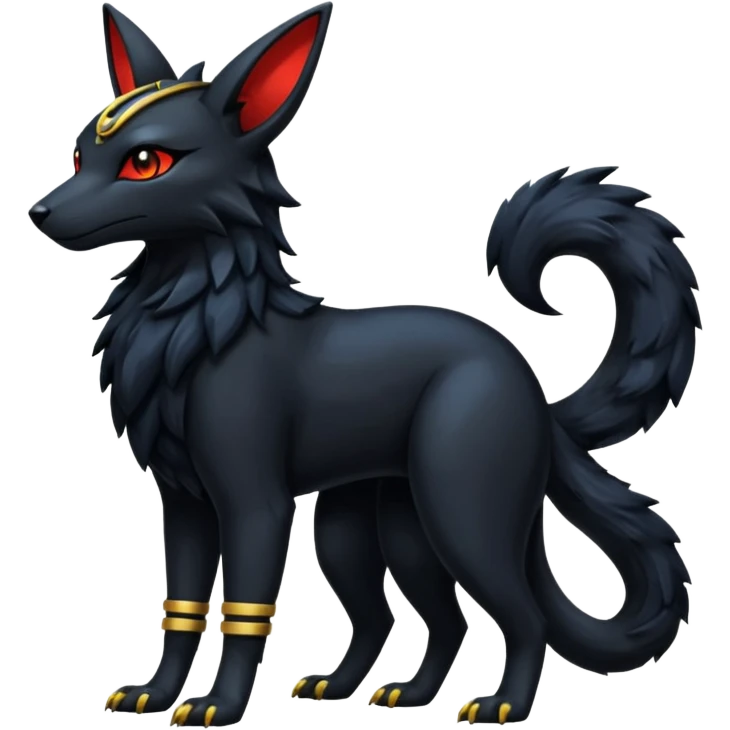 Black Dark Furry Fluffy Modern Futuristic Cyber-Umbreon-Salandit-Bastet-Anubis-fusion full body emoji