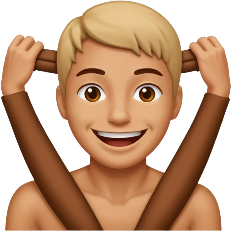 Person smiling and strangling themselves  emoji