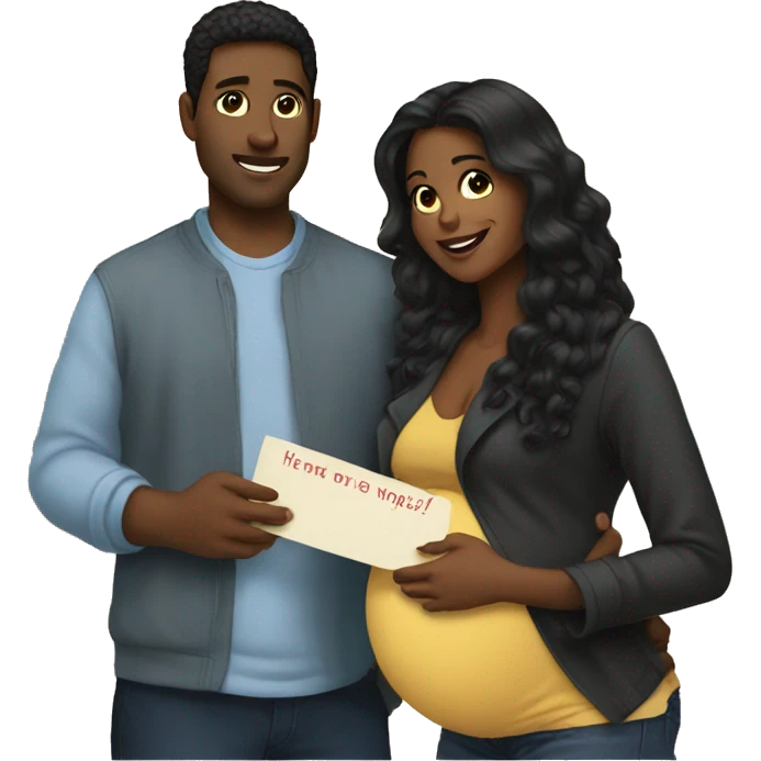 Pregnancy announcement Dark hair  emoji