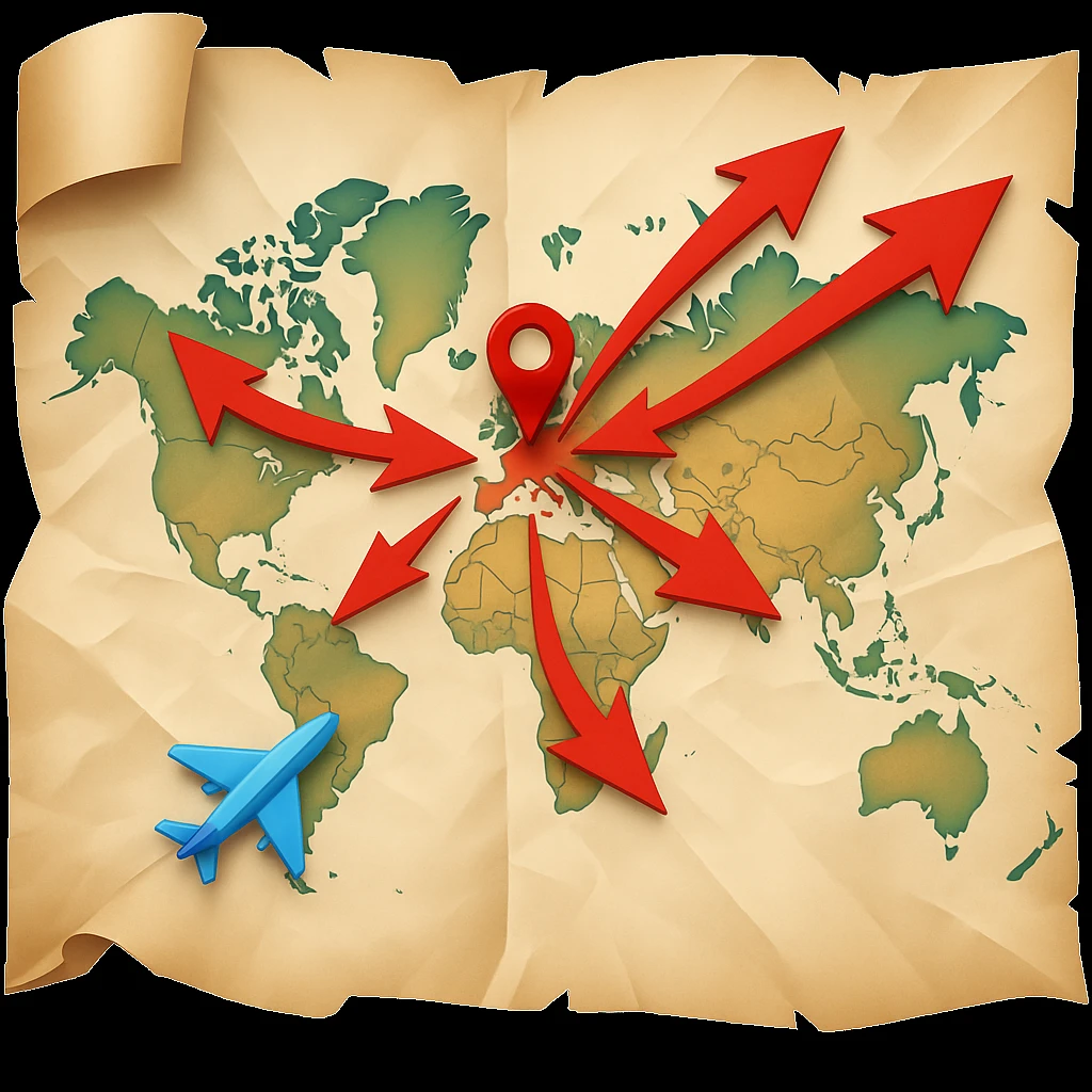 Add bold red arrows to the map, indicating an upcoming offensive attack strategy. Keep the emoji style and all original details. emoji