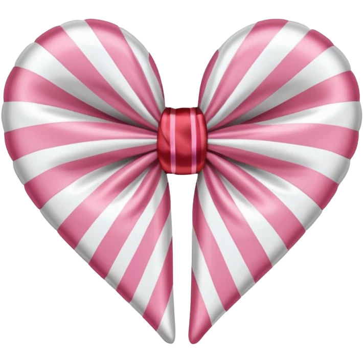 candy cane bow heart shape with light pink stripes and a satin bow emoji
