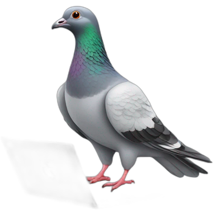 pigeon working with labtop emoji