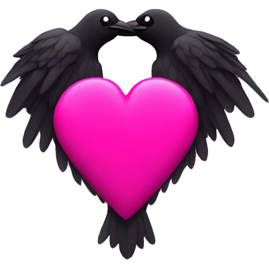Hot pink heart with minimalist raven in center  emoji