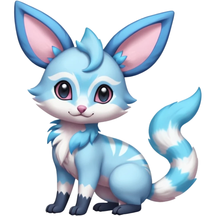 Rare realistic cute adorable epic aesthetic colorful Amaura-Sylveon-Glaceon-Civet-Genet-species-Fakemon-hybrid-creature, with markings, full body emoji