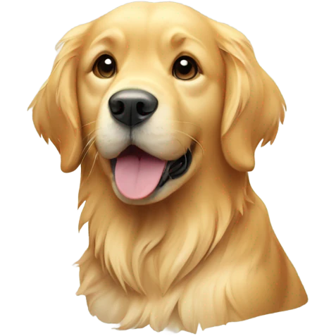 Golden retriever dog an whitr cat emoji