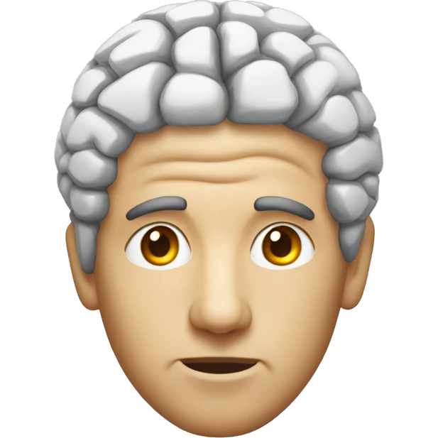 the front-facing head of a man who wears his brain on the outside of his skull emoji
