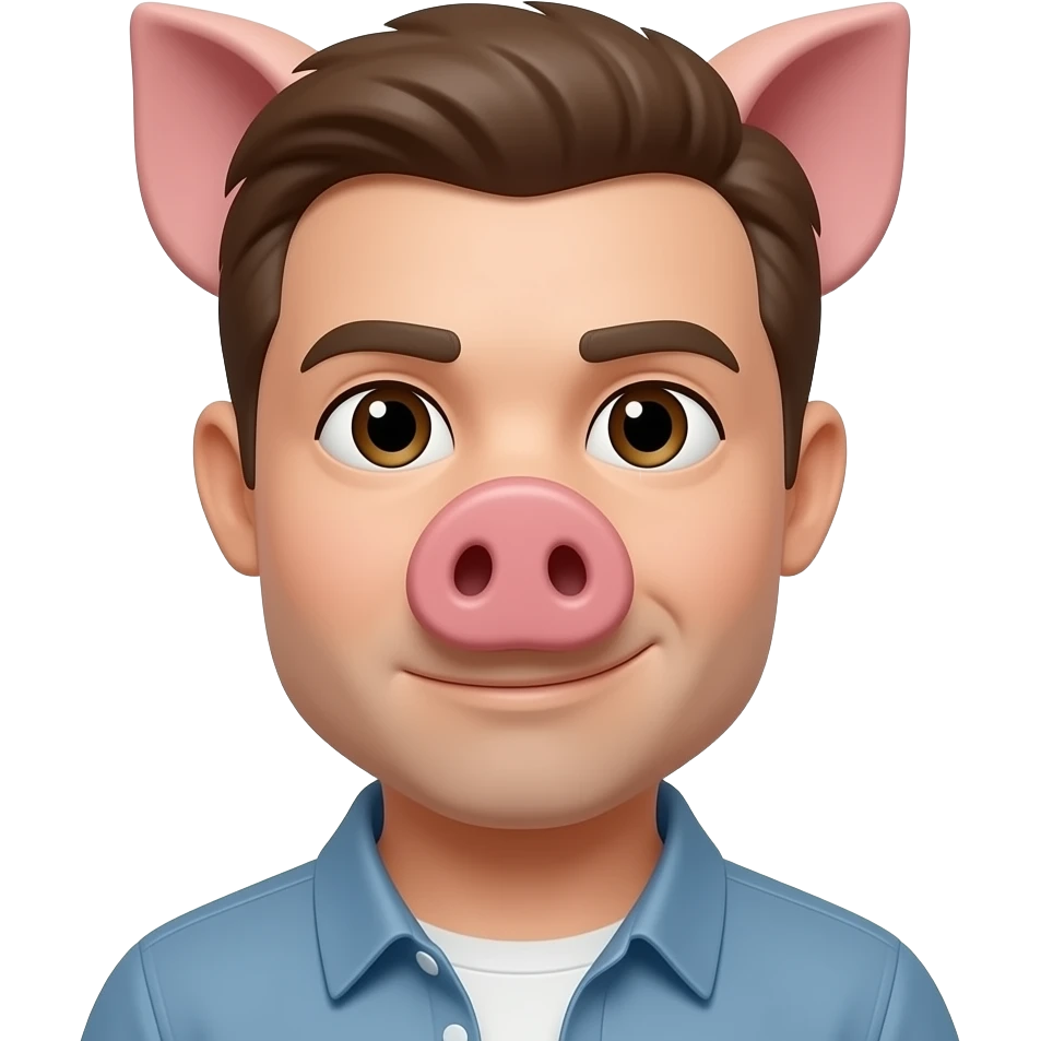 male pig 30 years old straight front head closed mouth emoji