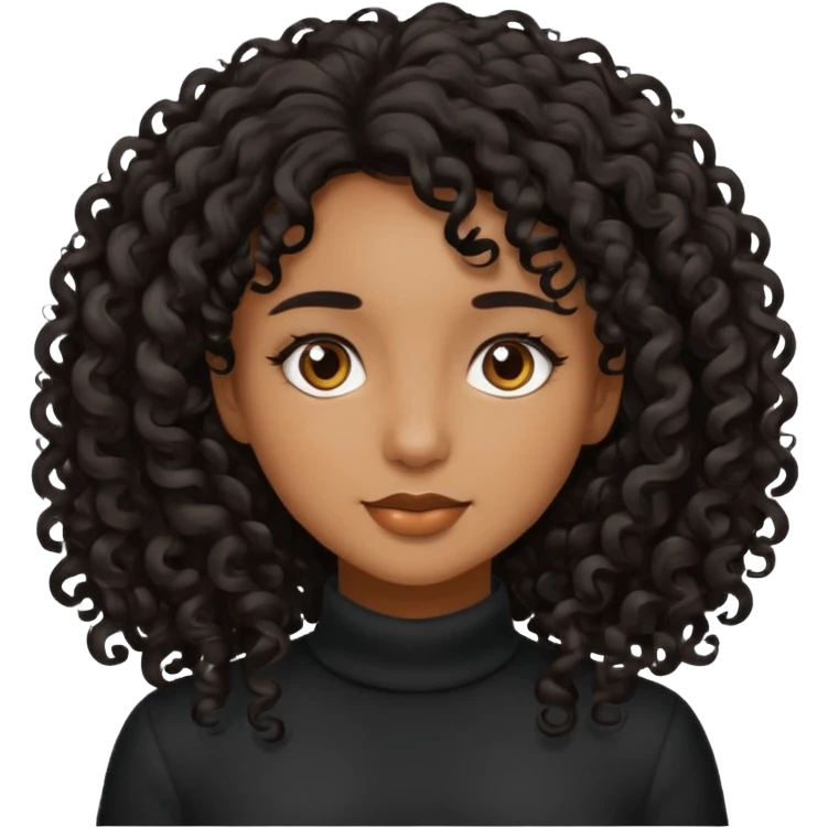 Brown skinned girl with medium length really curly black hair emoji