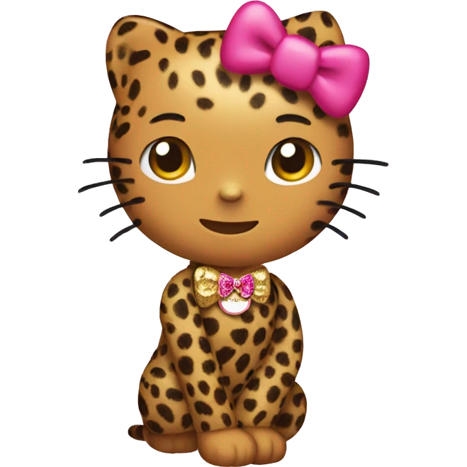 hello kitty wearing a leopard print bow emoji