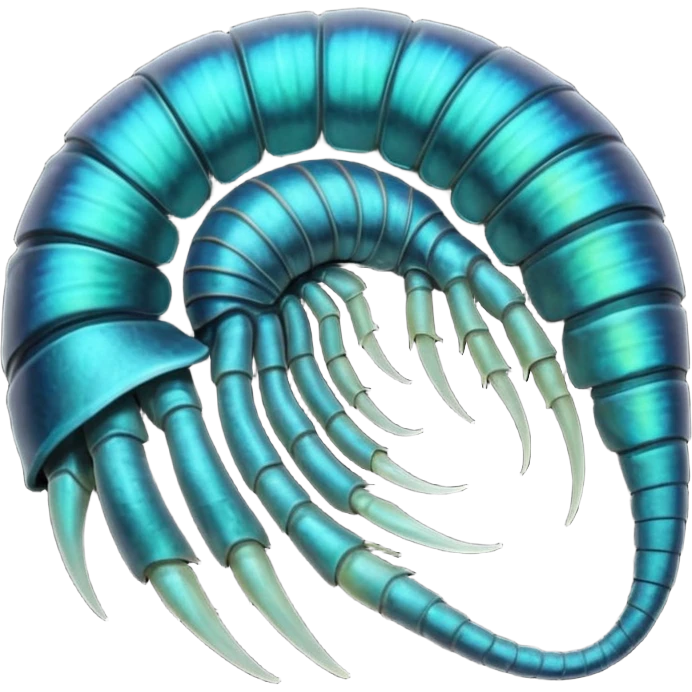 An iridescent, chitinous trilobite with glowing cyan eyes pulses rhythmically as a miniature black hole orbits its brow, distorting space-time. Its fractal-patterned exoskeleton shifts colors unsettlingly, and its mouth opens into a spiraling void that hums with forgotten whispers. emoji