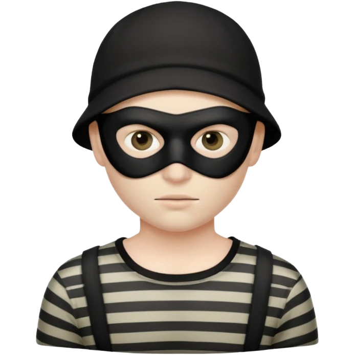 Thief in black mask and stripped shirt emoji