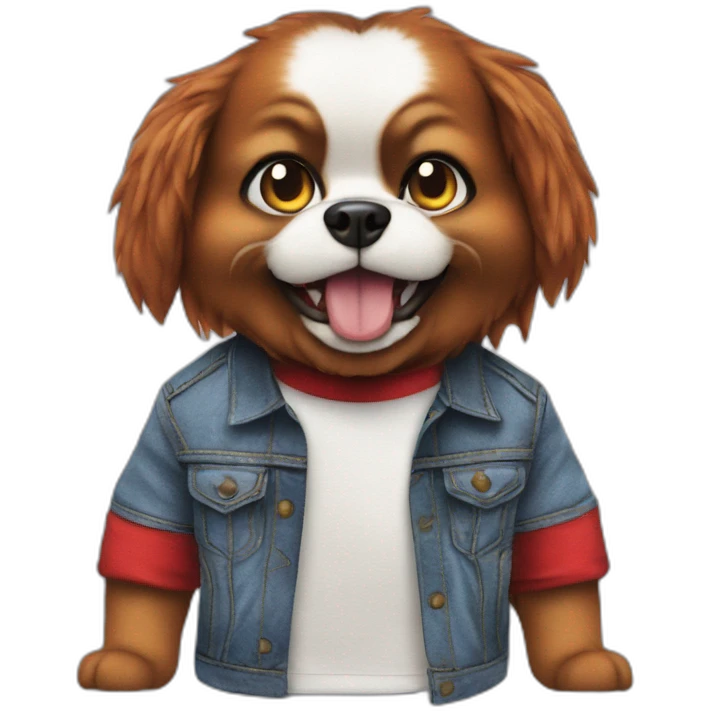Dog chucky doll costume or shirt emoji