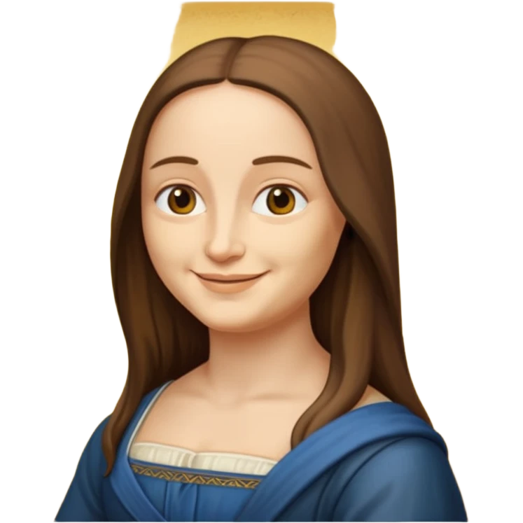 Leonardo da Vinci as an emoji, with Mona Lisa in the background, iconic Renaissance style emoji