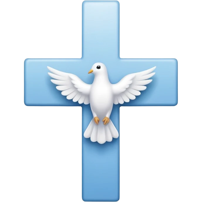 Dove outline infront of a cross emoji