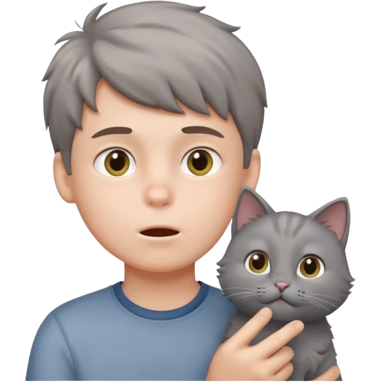 a boy blow hair for a cat emoji