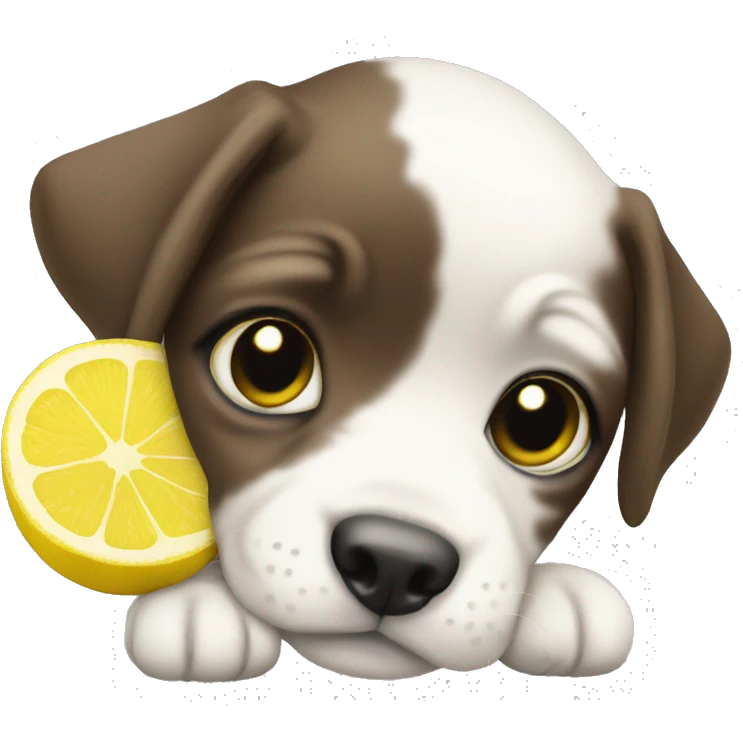 Puppy with lemon emoji