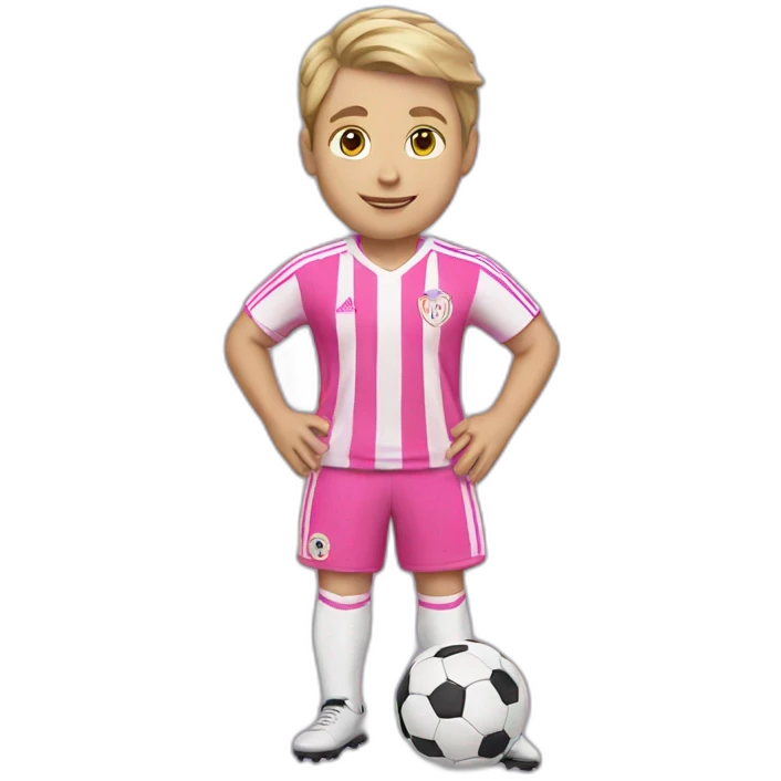 White boy with soccer Ball wearing soccer pink suit emoji
