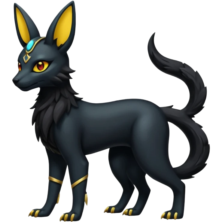 Black Dark Furry Fluffy Modern Futuristic Cyber-Umbreon-Salandit-Bastet-Anubis-fusion full body emoji