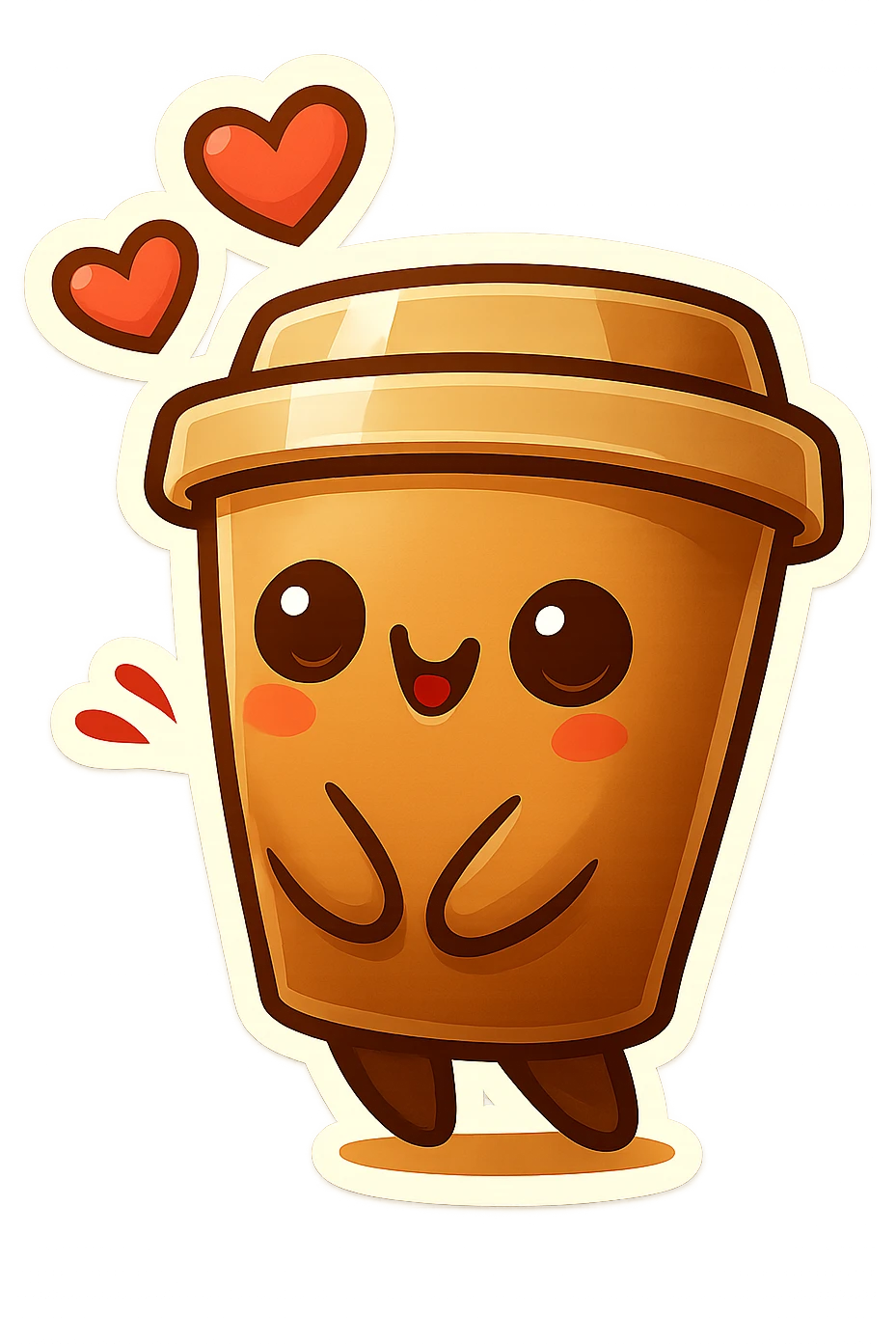 Tall coffee cup, bowing, gushing with love, worship emoji
