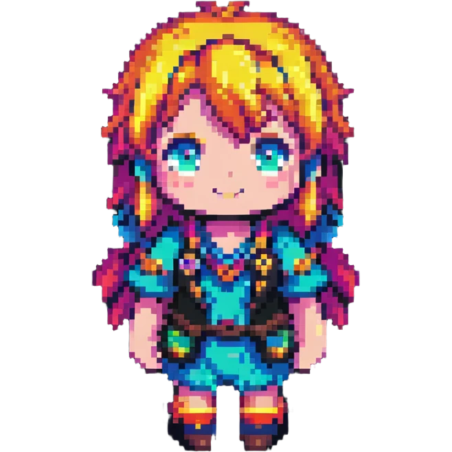 anime character in pixel art style with vibrant colors emoji