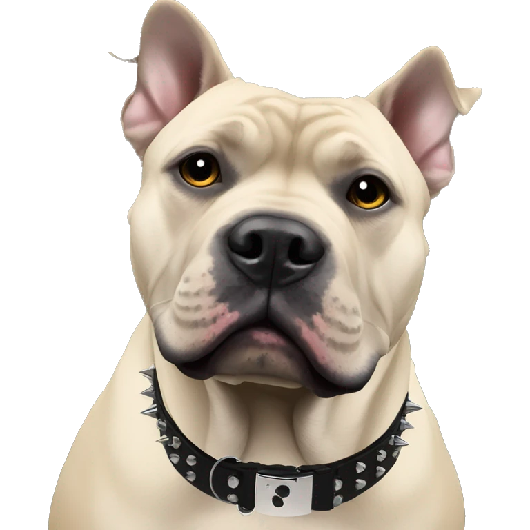 Eris the all black American bully wearing a black spiked collar emoji