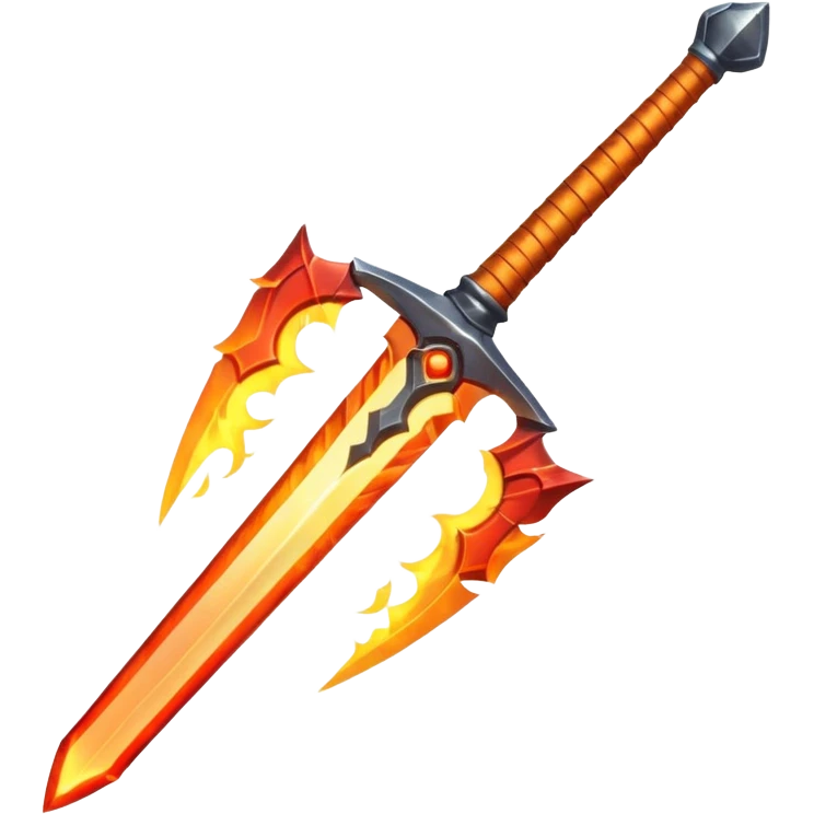 Flaming magic sword — fiery aura and sparks emoji