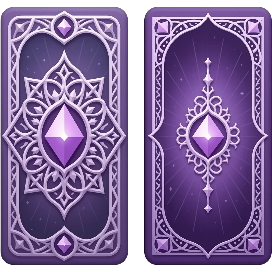Fantasy magic Tarot card backs purple design emoji