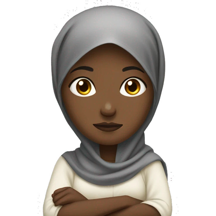 African hijabi frowning crossing arms emoji