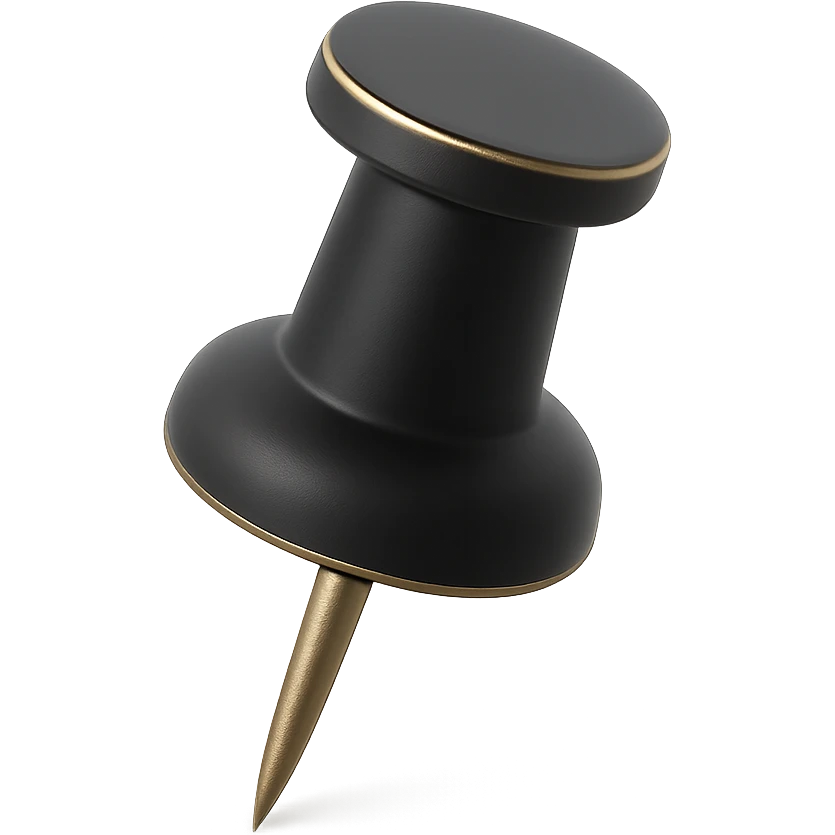a classic push pin in 3D black style emoji