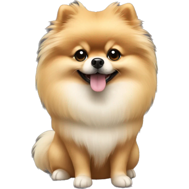 Cute smiley Pomeranian with black and blonde hair  emoji