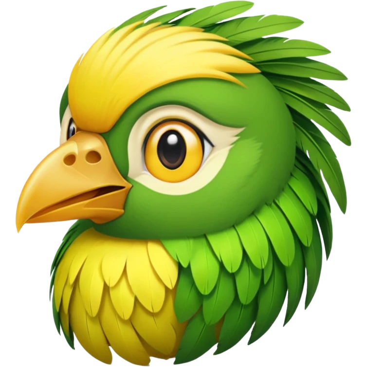 A bird with color green and his head yellow emoji
