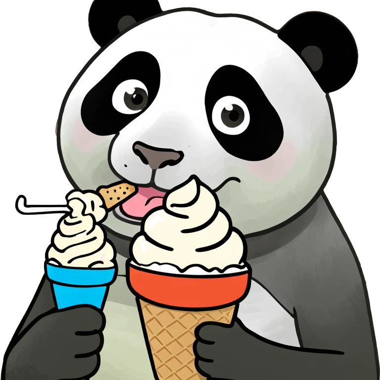 Panda eating ice cream emoji