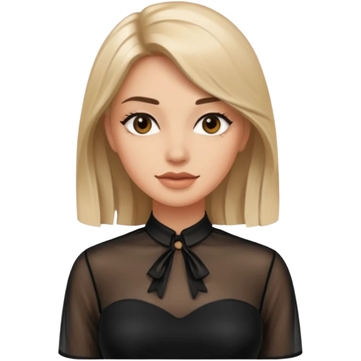 Realistic womens detailed black sheer blouse
 emoji