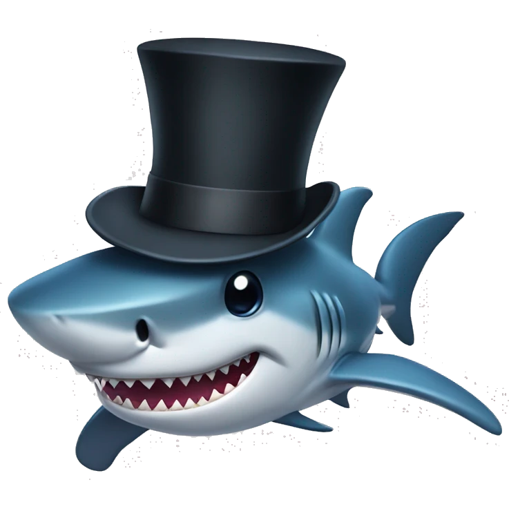 Shark with a top hat emoji