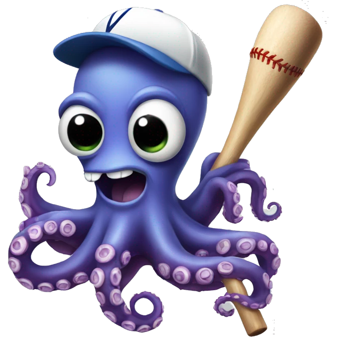 Octopus with a baseball bat emoji