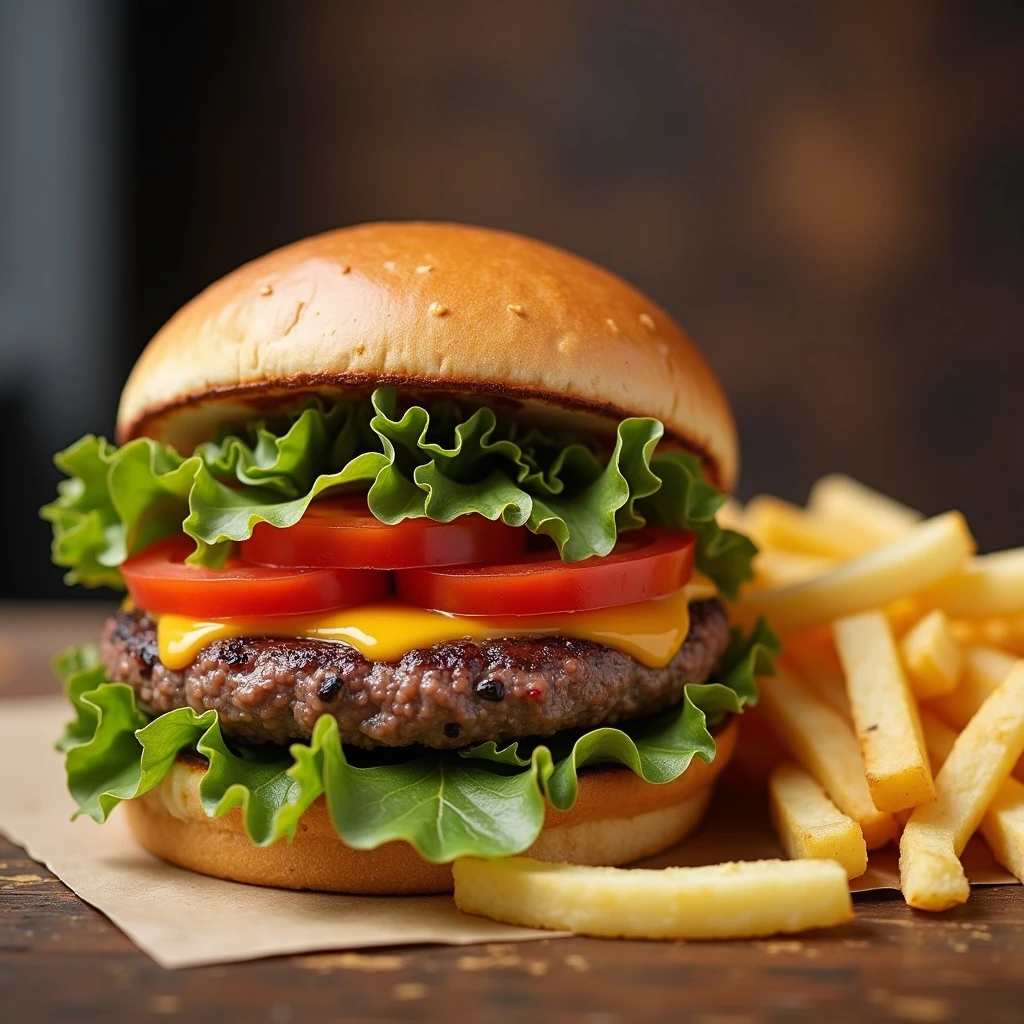 burger and fries emoji