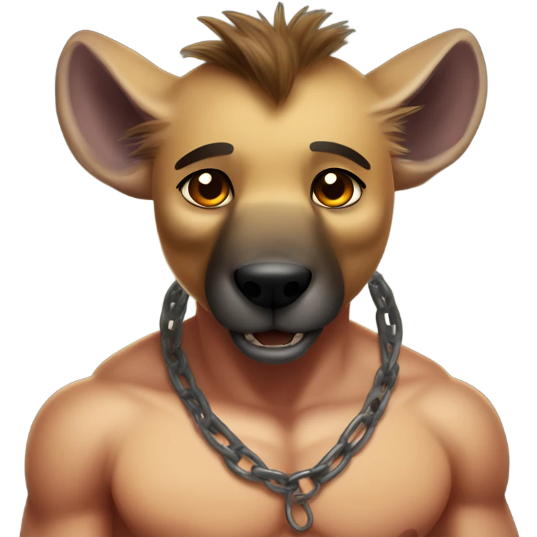 Gay shirtless male hyena muscular, pecs, sunshine emoji