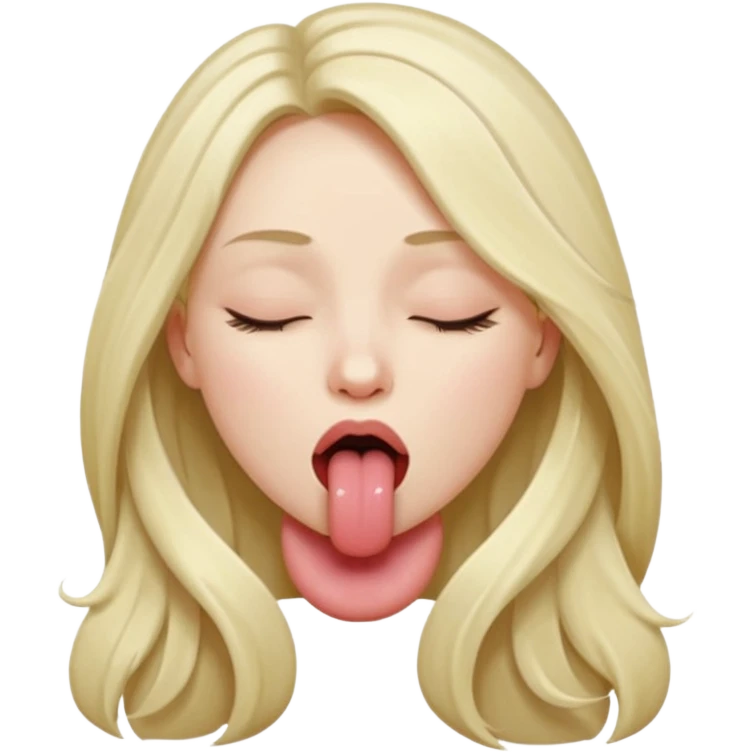 female , with long hair , eyes closed, tongue sticking out one side of mouth, strangling herself emoji