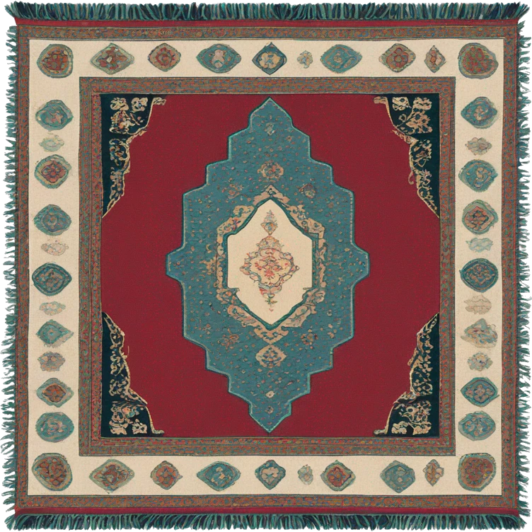 Muslim prayer rug with tassel border emoji