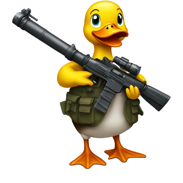 Duck with a automatic GAU-8 Canon mounted to it emoji
