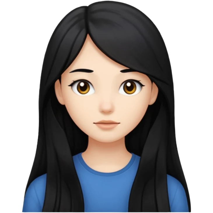 Long black hair, pretty face emoji