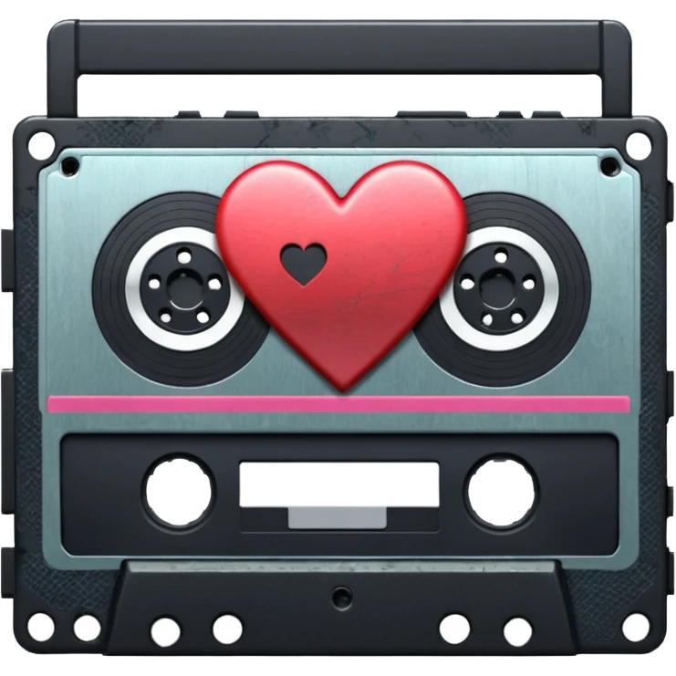 heart with a dark cassette tape and grunge texture emoji
