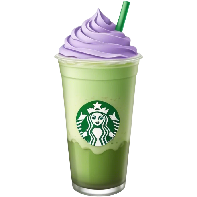 Starbucks light green and lavender layered iced matcha latte emoji