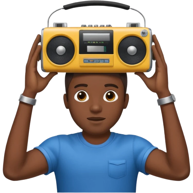 Black guy-holding-boombox-above his head emoji